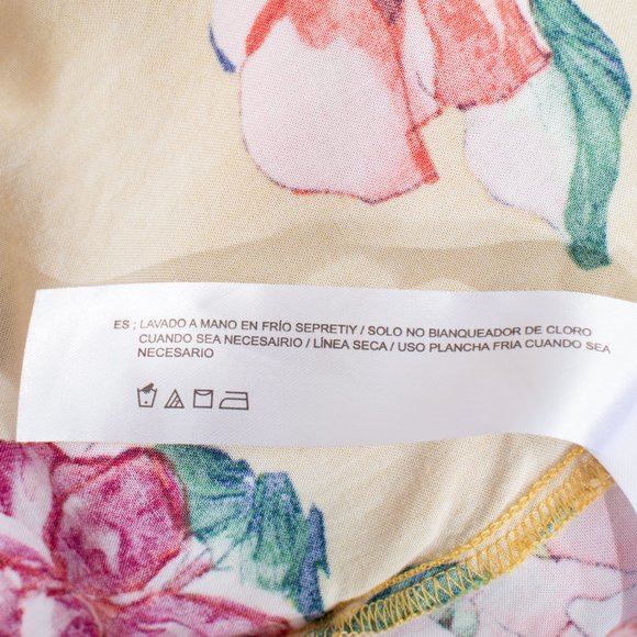 Band of Gypsies M Yellow and Pink Floral Button Tied Off Shoulder Viscose Hi-Low - Picture 12 of 14